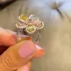 Floral Design Pear Cut Multi-Color Sapphire Engagement Ring