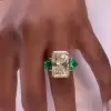 5.3ct Radiant Cut Yellow Sapphire Three-stone Engagement Ring