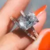 3ct Radiant Cut White Sapphire Bridal Set in Rose Gold