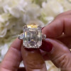 3.8ct Emerald Cut White Sapphire Three-stone Engagement Ring