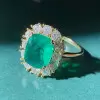 7ct Halo Cushion Cut Emerald Engagement Ring in Gold
