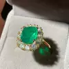 7ct Halo Cushion Cut Emerald Engagement Ring in Gold