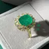 7ct Halo Cushion Cut Emerald Engagement Ring in Gold