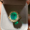 7ct Halo Cushion Cut Emerald Engagement Ring in Gold