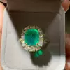 7ct Halo Cushion Cut Emerald Engagement Ring in Gold