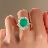 7ct Halo Cushion Cut Emerald Engagement Ring in Gold