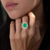 7ct Halo Cushion Cut Emerald Engagement Ring in Gold