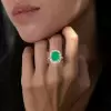 7ct Halo Cushion Cut Emerald Engagement Ring in Gold