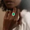 7ct Halo Cushion Cut Emerald Engagement Ring in Gold