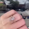 4ct Oval Cut White Sapphire 2pcs Bridal Set in Rose Gold