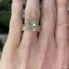 4ct Halo Cushion Bridal Set ring/2pcs