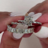 Cushion Cut White Sapphire 3pcs Bridal Set