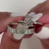 Cushion Cut White Sapphire 3pcs Bridal Set