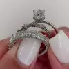 Cushion Cut White Sapphire 3pcs Bridal Set
