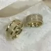 2.35ctw Round Cut White Sapphire Couples Rings in Gold