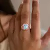 4ct Emerald Cut Aquamarine Pink Halo Cocktail Ring