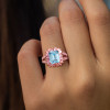 4ct Emerald Cut Aquamarine Pink Halo Cocktail Ring