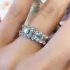 3ct Round Cut White Sapphire 2pcs Bridal Set