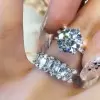3ct Round Cut White Sapphire 2pcs Bridal Set
