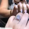 6ct Cushion Cut White Sapphire 2pcs Bridal Set