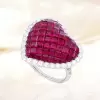 7.99ct Princess Cut Ruby Heart Engagement Ring