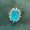 14ct Cushion Cut Paraiba Halo Cocktail Ring