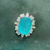 14ct Cushion Cut Paraiba Halo Cocktail Ring