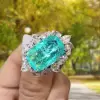 14ct Cushion Cut Paraiba Halo Cocktail Ring