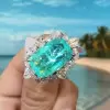 14ct Cushion Cut Paraiba Halo Cocktail Ring