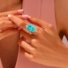 14ct Cushion Cut Paraiba Halo Cocktail Ring
