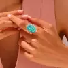 14ct Cushion Cut Paraiba Halo Cocktail Ring