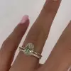 4ct Oval Cut White Sapphire 2pcs Bridal Set in Gold