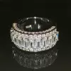 6.55ct Emerald Cut White Sapphire Eternity Band for Men