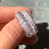 6.55ct Emerald Cut White Sapphire Eternity Band for Men