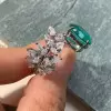 5ct Oval Cut Emerald Leaves Cocktail Ring