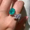 5ct Oval Cut Emerald Leaves Cocktail Ring