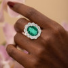 8ct Oval Cut Emerald Halo Engagement Ring