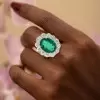 8ct Oval Cut Emerald Halo Engagement Ring