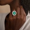 8ct Oval Cut Emerald Halo Engagement Ring