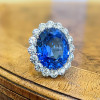 9.3ct Oval Cut Blue Sapphire Engagement Ring
