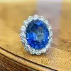 9.3ct Oval Cut Blue Sapphire Engagement Ring