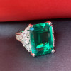 15ct Emerald Cut Emerald Three-Side Vintage Cocktail Ring