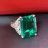15ct Emerald Cut Emerald Three-Side Vintage Cocktail Ring