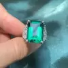 15ct Emerald Cut Emerald Three-Side Vintage Cocktail Ring