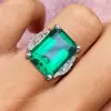 15ct Emerald Cut Emerald Three-Side Vintage Cocktail Ring