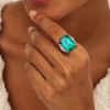 15ct Emerald Cut Emerald Three-Side Vintage Cocktail Ring