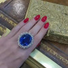 9.3ct Oval Cut Blue Sapphire Engagement Ring