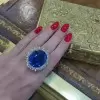 9.3ct Oval Cut Blue Sapphire Engagement Ring