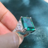 15ct Emerald Cut Emerald Three-Side Vintage Cocktail Ring