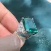 15ct Emerald Cut Emerald Three-Side Vintage Cocktail Ring